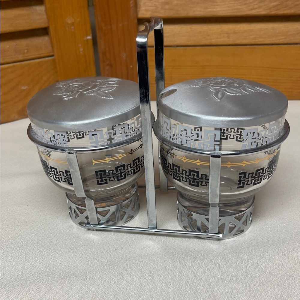 Mid Century Modern Libbey Glass Condiment Serving Set